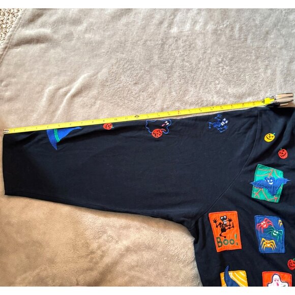 Michael Simon Vtg Halloween Cardigan Sweater 2X Black Ghost Bat Spider Pumpkin - Picture 7 of 13